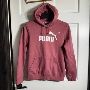 PUMA Essential Logo Hoodie WMS Med Pink810 Fleece Cozy W/Jersey Lined Hood